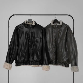 Luke Reversible Glossy Leather Fur Jumper