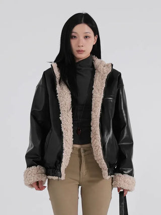Luke Reversible Glossy Leather Fur Jumper