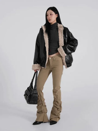 Luke Reversible Glossy Leather Fur Jumper