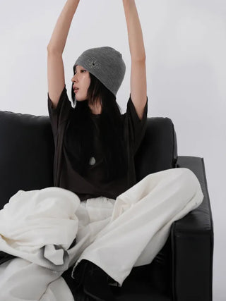 Whoa Shining Studded Ribbed Beanie