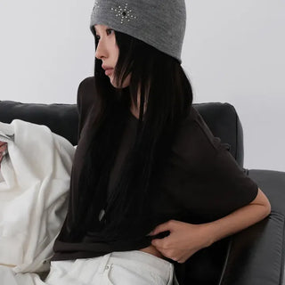 Whoa Shining Studded Ribbed Beanie