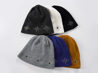 Whoa Shining Studded Ribbed Beanie