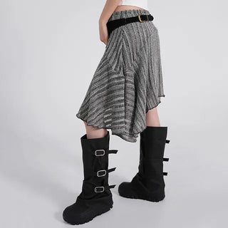 Ino Grunge Asymmetrical Knit Midi Skirt