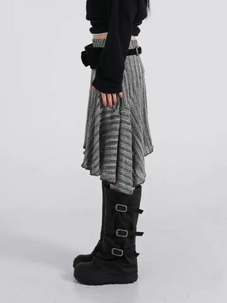 Ino Grunge Asymmetrical Knit Midi Skirt