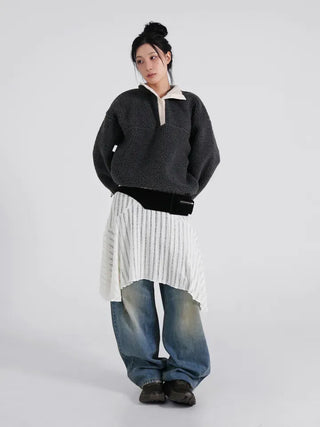 Ino Grunge Asymmetrical Knit Midi Skirt