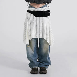 Ino Grunge Asymmetrical Knit Midi Skirt