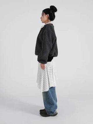 Ino Grunge Asymmetrical Knit Midi Skirt