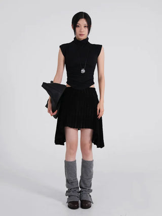 Ino Grunge Asymmetrical Knit Midi Skirt