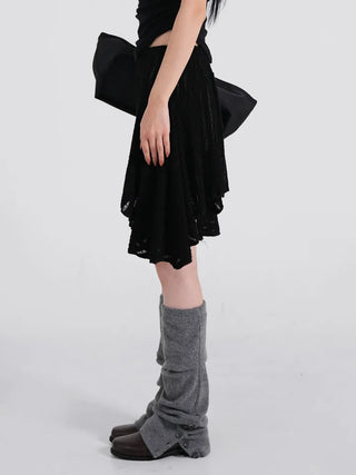 Ino Grunge Asymmetrical Knit Midi Skirt