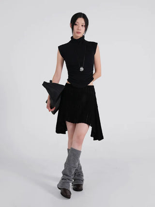 Ino Grunge Asymmetrical Knit Midi Skirt