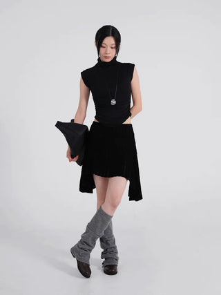 Ino Grunge Asymmetrical Knit Midi Skirt