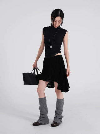 Ino Grunge Asymmetrical Knit Midi Skirt