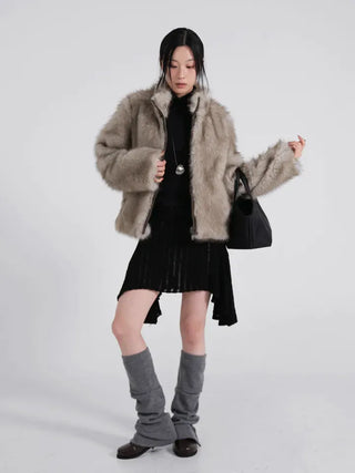 Ino Grunge Asymmetrical Knit Midi Skirt