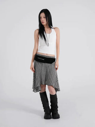 Ino Grunge Asymmetrical Knit Midi Skirt