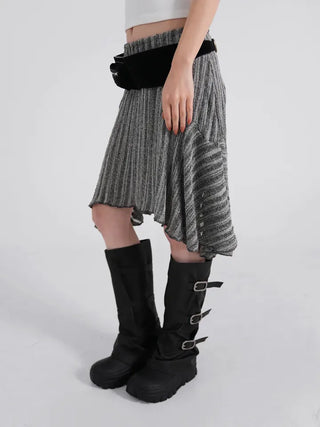 Ino Grunge Asymmetrical Knit Midi Skirt