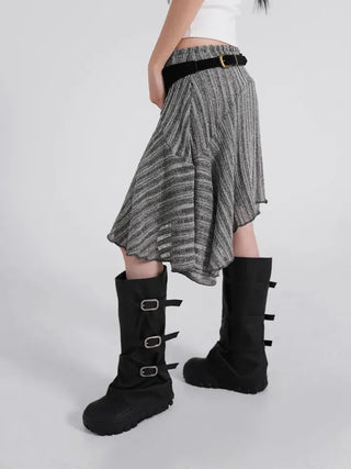 Ino Grunge Asymmetrical Knit Midi Skirt