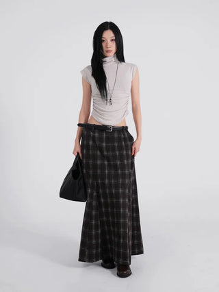 Rondy Check Low Maxi Long Skirt