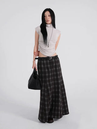 Rondy Check Low Maxi Long Skirt