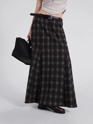 Rondy Check Low Maxi Long Skirt