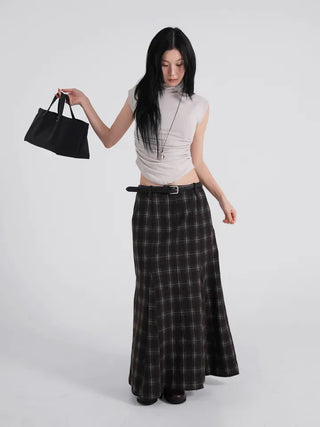 Rondy Check Low Maxi Long Skirt