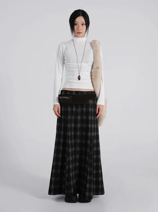 Rondy Check Low Maxi Long Skirt