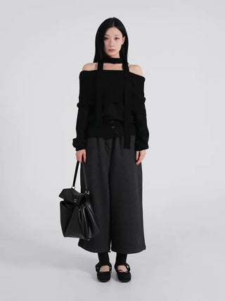 Nido Center Snap Wool String Wide Pants