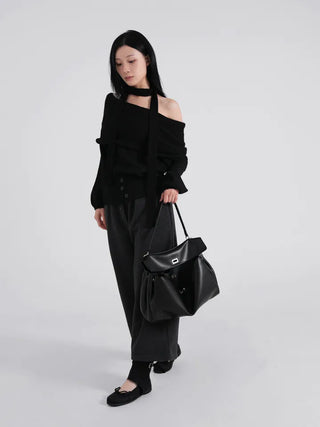 Nido Center Snap Wool String Wide Pants
