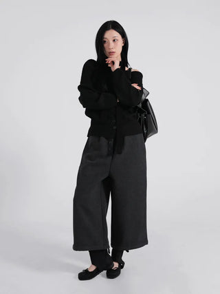 Nido Center Snap Wool String Wide Pants