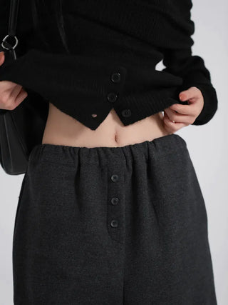 Nido Center Snap Wool String Wide Pants