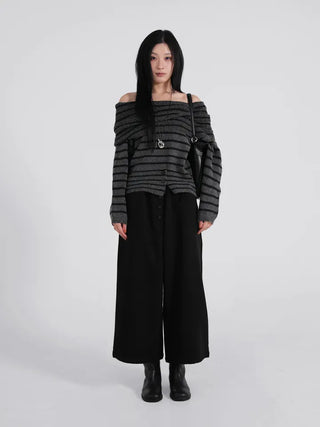 Nido Center Snap Wool String Wide Pants