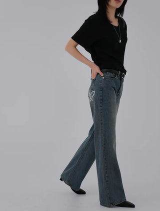 Riku Painting Wide Denim Pants Jeans