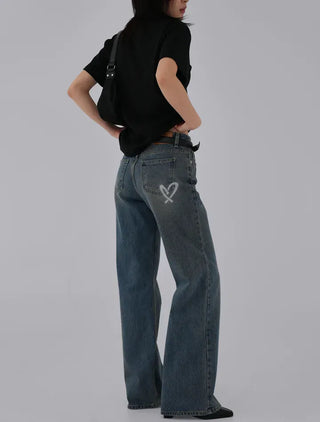 Riku Painting Wide Denim Pants Jeans