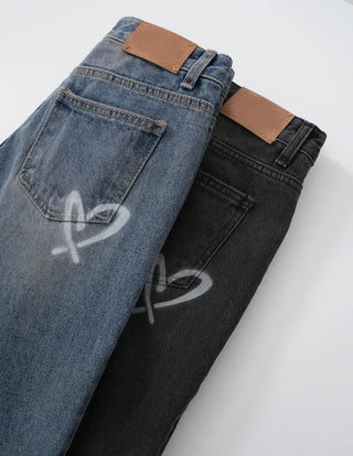 Riku Painting Wide Denim Pants Jeans