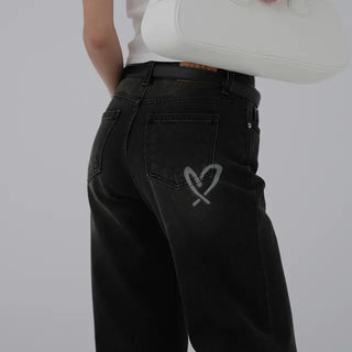 Riku Painting Wide Denim Pants Jeans