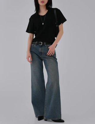 Riku Painting Wide Denim Pants Jeans