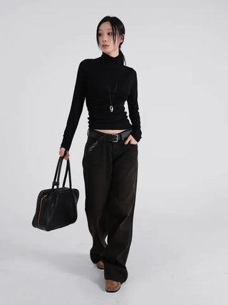 SOV Slim Fit Low-Rise Straight Pants