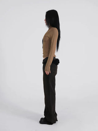 SOV Slim Fit Low-Rise Straight Pants