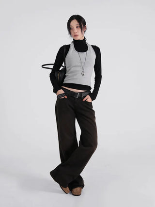 SOV Slim Fit Low-Rise Straight Pants