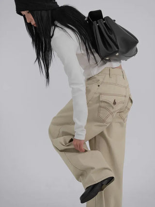 Lark Color Stitch Wide Curved Pants
