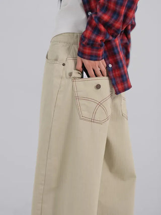 Lark Color Stitch Wide Curved Pants