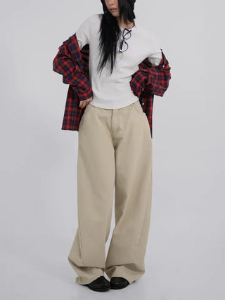 Lark Color Stitch Wide Curved Pants