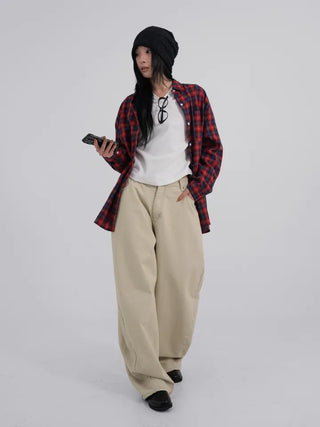 Lark Color Stitch Wide Curved Pants