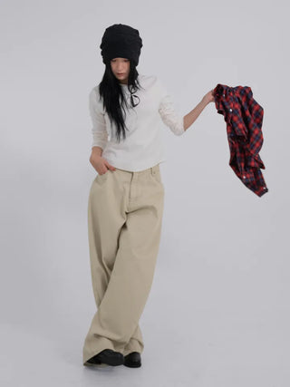 Lark Color Stitch Wide Curved Pants