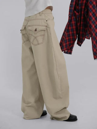 Lark Color Stitch Wide Curved Pants