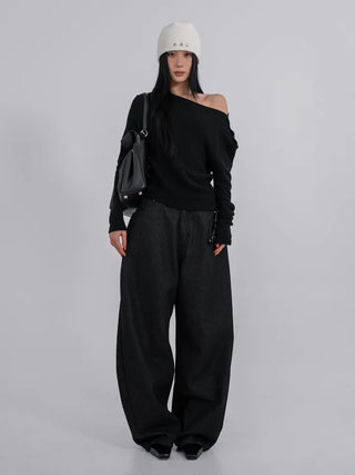 Lark Color Stitch Wide Curved Pants