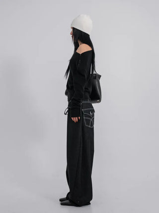Lark Color Stitch Wide Curved Pants