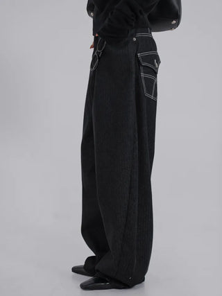 Lark Color Stitch Wide Curved Pants