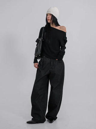 Lark Color Stitch Wide Curved Pants