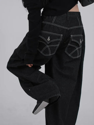 Lark Color Stitch Wide Curved Pants