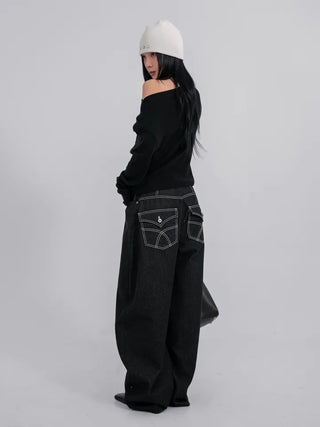 Lark Color Stitch Wide Curved Pants